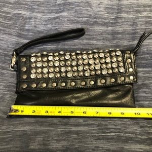 Pleather studded clutch
